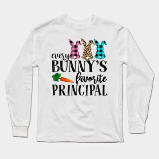 Every Bunny's Favorite Principal Easter Day Leopard Buffalo Bunny Long Sleeve T-Shirt